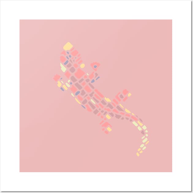 Cute mosaic pink lizard Wall Art by IrinaIkar